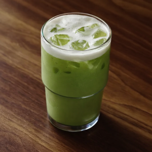 Hot and iced matcha latte with creamy milk and vibrant green matcha served at Avayacafe.